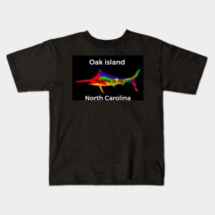 Anchored By Fin Blue Marlin- Oak island NC Kids T-Shirt